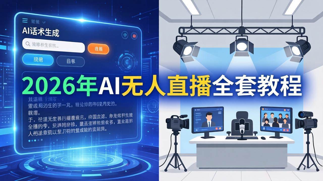 (17953期)2026年AI无人直播全套教程:OBS安装+软件配置+直播间搭建+话术生成+一键开播实操-吾爱网创