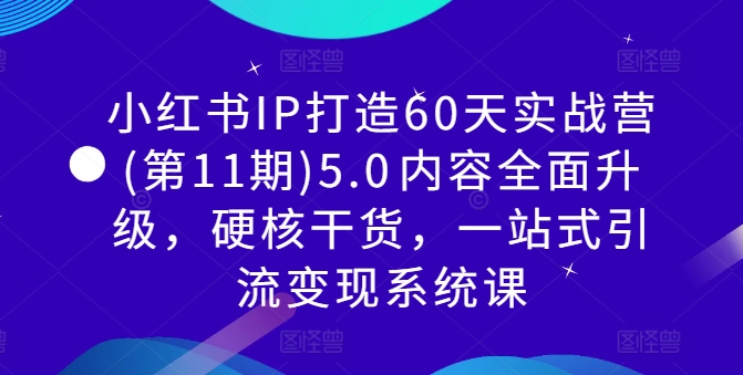 小红书IP打造60天实战营(第11期)5.0​内容全面升级，硬核干货，一站式引流变现系统课-吾爱网创