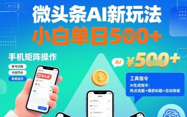 微头条AI新玩法，小白单日5张+，手机可矩阵操作【附工具指令】-吾爱网创
