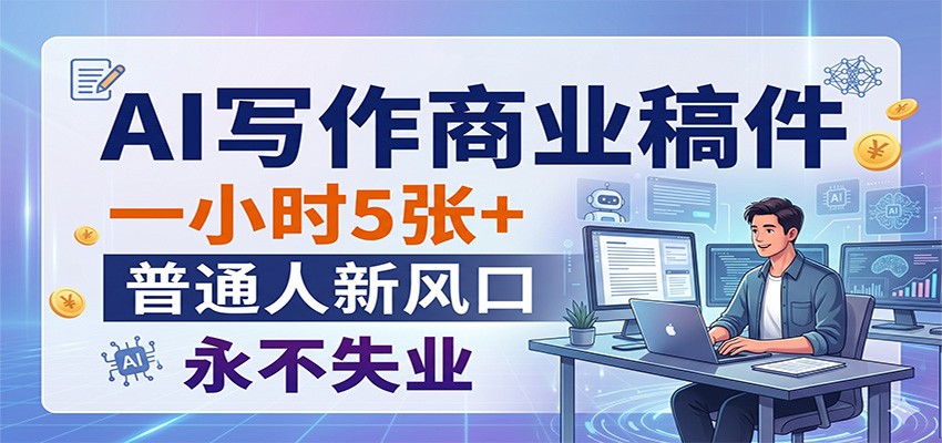 AI写作商业稿件，一小时5张+，普通人新风口，永不失业-吾爱网创