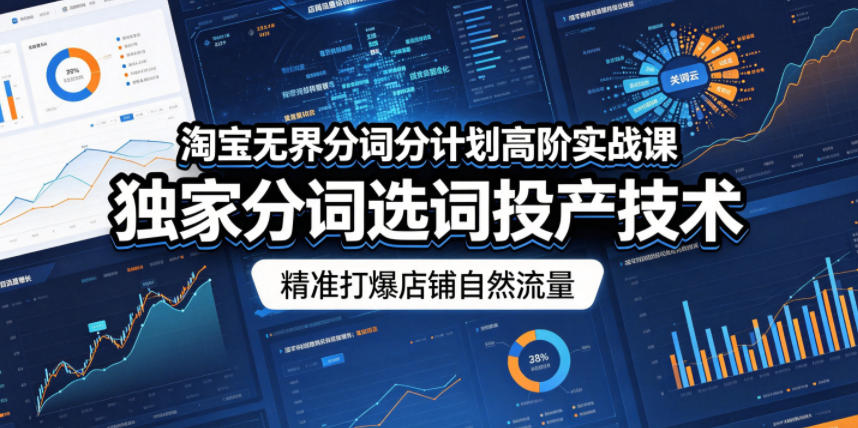 淘宝无界分词分计划高阶实战课,独家分词选词投产技术,精准打爆店铺自然流量-吾爱网创