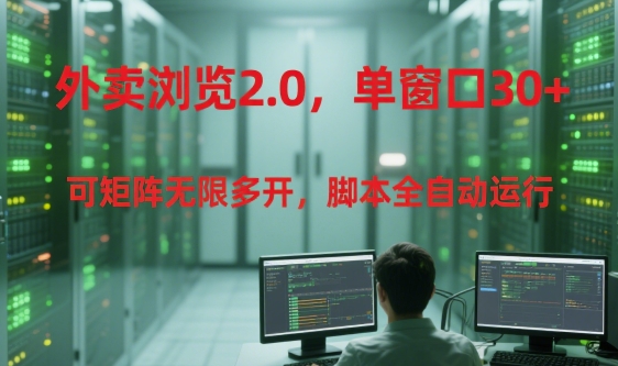 外卖浏览2.0，单窗口30+可矩阵无限多开，脚本全自动运行【揭秘】-吾爱网创