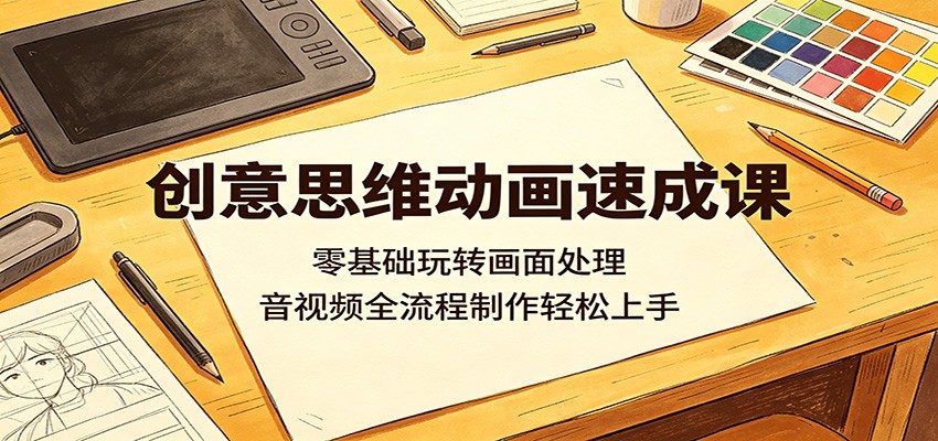创意思维动画速成课：零基础玩转画面处理，音视频全流程制作轻松上手-吾爱网创