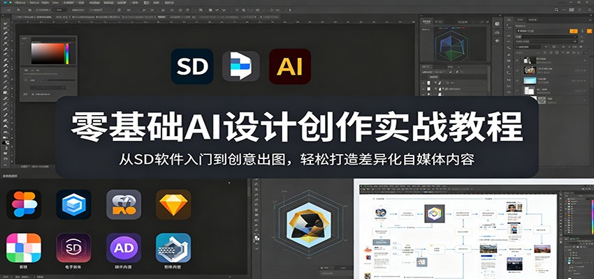 零基础AI设计创作实战教程：从SD软件入门到创意出图，轻松打造差异化自媒体内容-吾爱网创