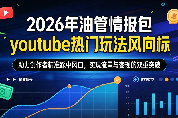 2026年油管情报包,youtube热门玩法风向标,助力创作者精准踩中风口,实现流量与变现的双重突破(更新)-吾爱网创