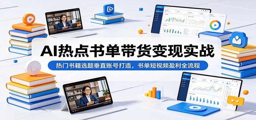 AI热点书单带货变现实战:热门书籍选题垂直账号打造,书单短视频盈利全流程-吾爱网创