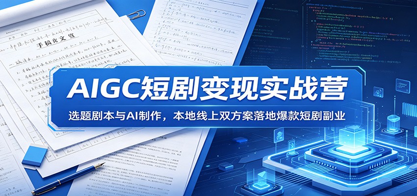 AIGC短剧变现实战营:选题剧本与AI制作,本地线上双方案落地爆款短剧副业-吾爱网创