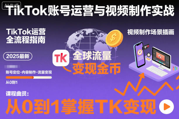 2025最新TikTok账号运营与视频制作实战全流程，从0到1掌握TK变现（含11月最新TK搬运技术）-吾爱网创