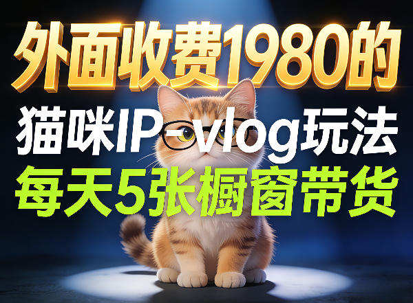 宠物赛道猫咪IP-vlog玩法，26条视频涨粉29W，每天5张橱窗带货拆解-吾爱网创