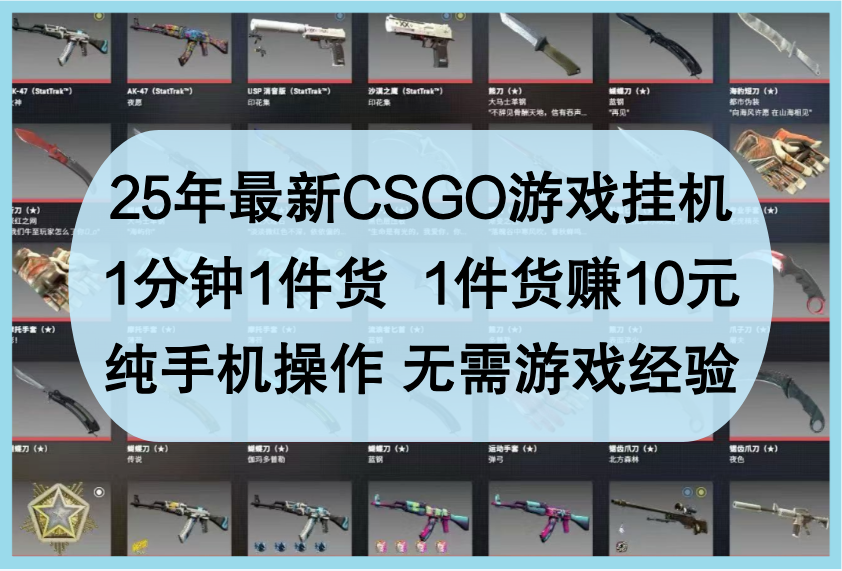 25年最新CSGO游戏挂机，1分钟1件货，1件货赚10元，纯手机操作，无需游戏经验-吾爱网创