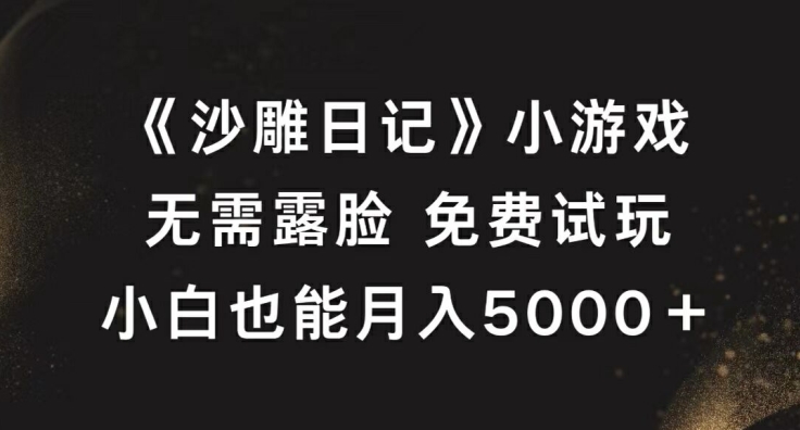 《沙雕日记》小游戏，无需露脸免费试玩，小白也能月入5000+【揭秘】-吾爱网创