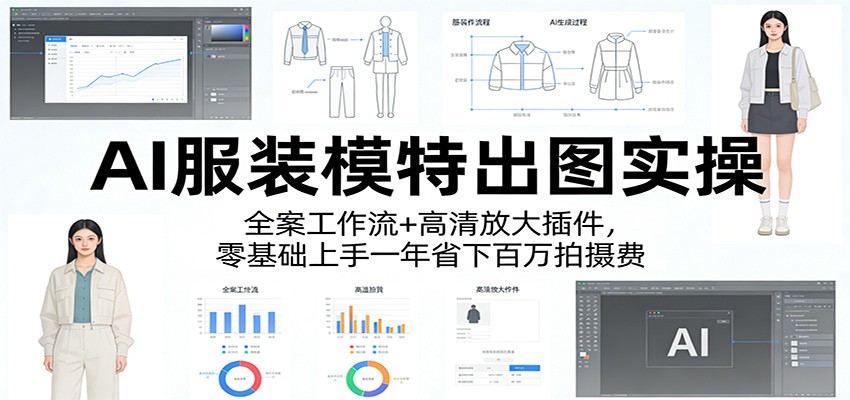 AI服装模特出图实操：全案工作流+ 高清放大插件，零基础上手一年省下百万拍摄费-吾爱网创