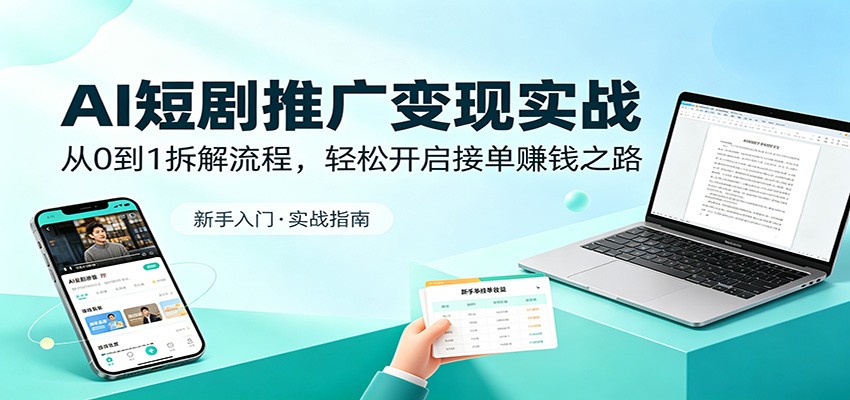 AI短剧推广变现实战:从0到1拆解流程,轻松开启接单赚钱之路-吾爱网创