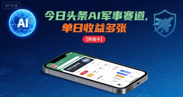 今日头条AI军事赛道，单日收益多张 ，手机可做【附指令】-吾爱网创