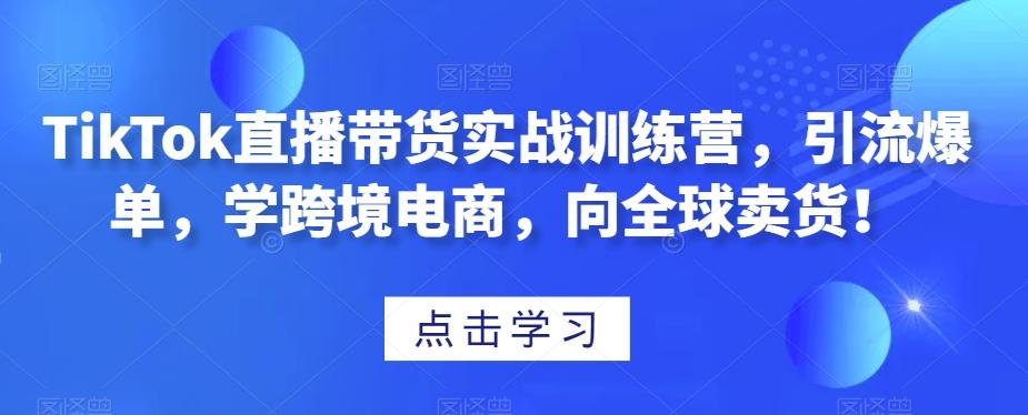 TikTok直播带货实战训练营,引流爆单,学跨境电商,向全球卖货!-吾爱网创
