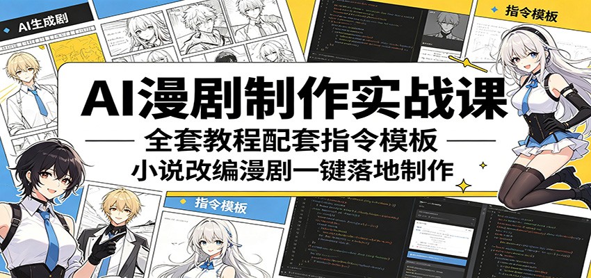 AI漫剧制作实战课:全套教程配套指令模板,小说改编漫剧一键落地制作-吾爱网创