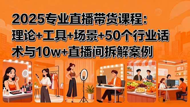 （15988期）2025专业直播带货课程：理论+工具+场景+50个行业话术与10w+直播间拆解案例-吾爱网创
