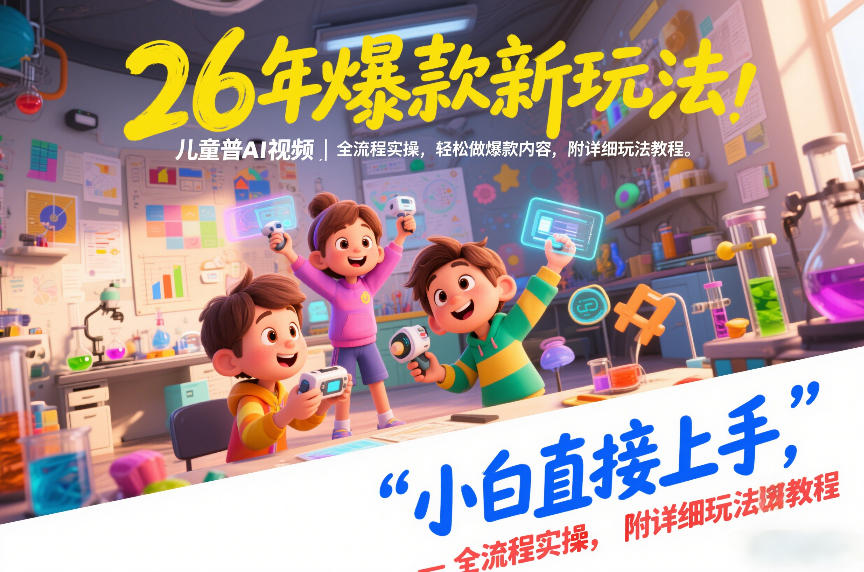 26年爆款新玩法，儿童科普AI视频，全流程实操，轻松做爆款内容，小白直接上手，附详细玩法教程-吾爱网创
