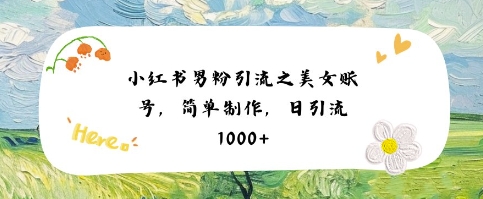 小红书男粉引流项目之美女账号6,简单制作,条条爆款原创,不违规-吾爱网创