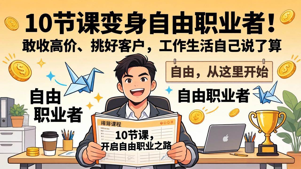 （17663期）10 节课变身自由职业者！敢收高价、挑好客户，工作生活自己说了算-吾爱网创