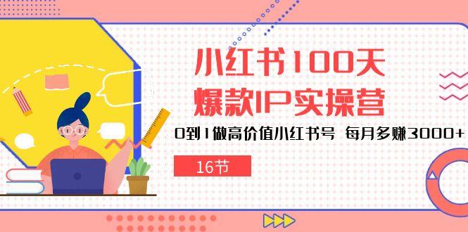 小红书100天-爆款IP实操营，0到1做高价值小红书号 每月多赚3000+(16节-吾爱网创