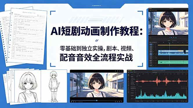 (18351期)AI短剧动画制作教程:零基础到独立实操,剧本、视频、配音音效全流程实战-吾爱网创
