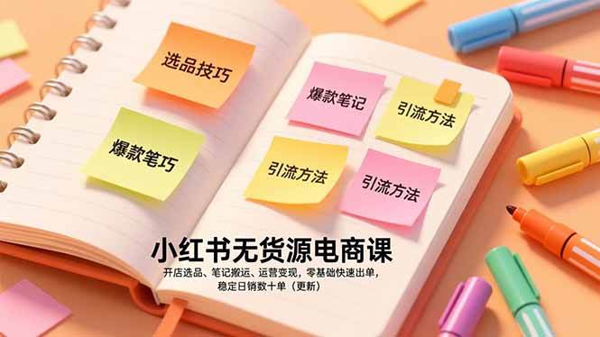 （17018期）小红书无货源电商课，开店选品、笔记搬运、运营变现，零基础快速出单，稳定日销数十单（更新）-吾爱网创