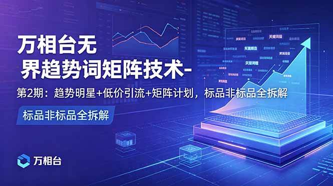 (18861期)万相台无界趋势词矩阵技术-第2期:趋势明星+低价引流+矩阵计划,标品非标品全拆解-吾爱网创
