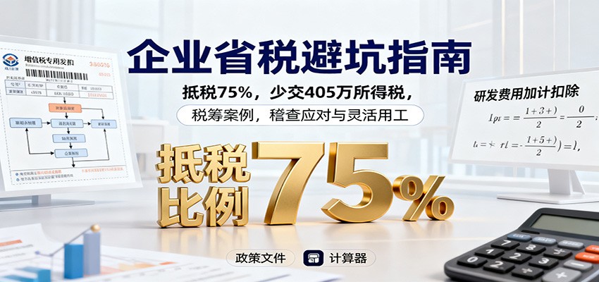 企业省税避坑指南：抵税75%，少交405万所得税，税筹案例，稽查应对与灵活用工-吾爱网创