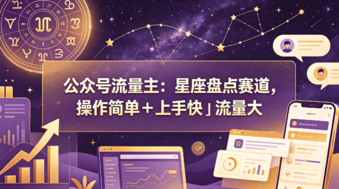 公众号流量主：星座盘点赛道，操作简单＋上手快＋流量大-吾爱网创