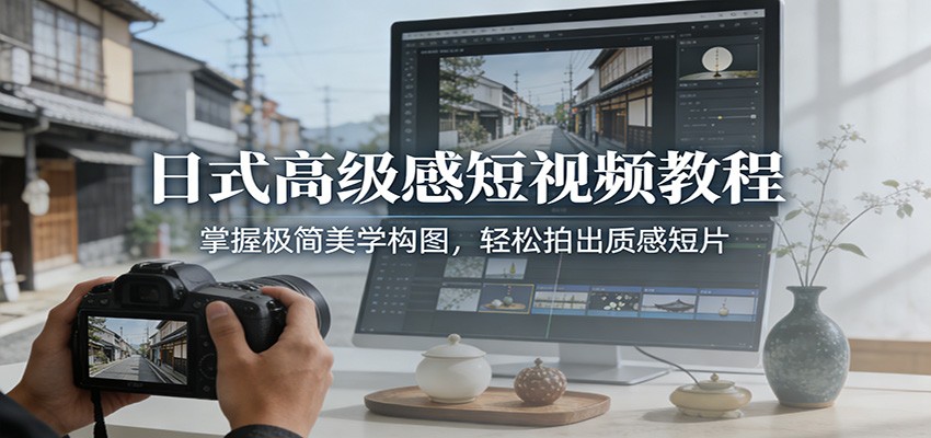 日式高级感短视频教程：掌握极简美学构图，轻松拍出质感短片-吾爱网创