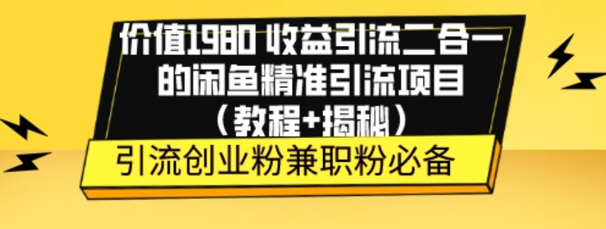 价值1980收益引流二合一的闲鱼精准引流项目（教程+揭秘）-吾爱网创