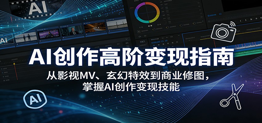AI创作高阶变现指南：从影视MV、玄幻特效到商业修图，掌握AI创作变现技能-吾爱网创