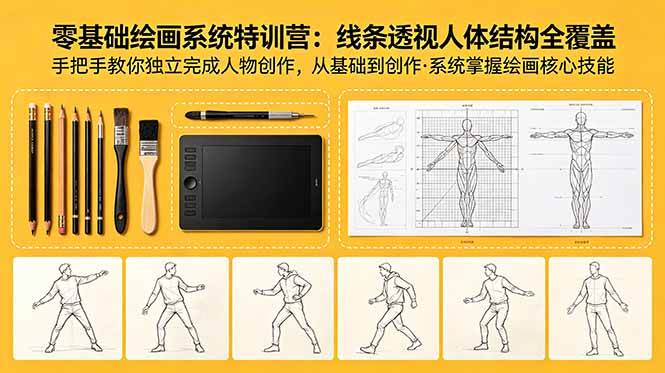 （18615期）零基础绘画系统特训营：线条透视人体结构全覆盖，手把手教你独立完成人物创作-吾爱网创