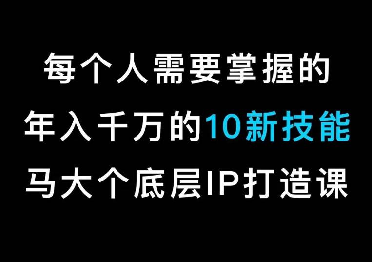 马大个的IP底层逻辑课，​每个人需要掌握的年入千万的10新技能，约会底层IP打造方法！-吾爱网创