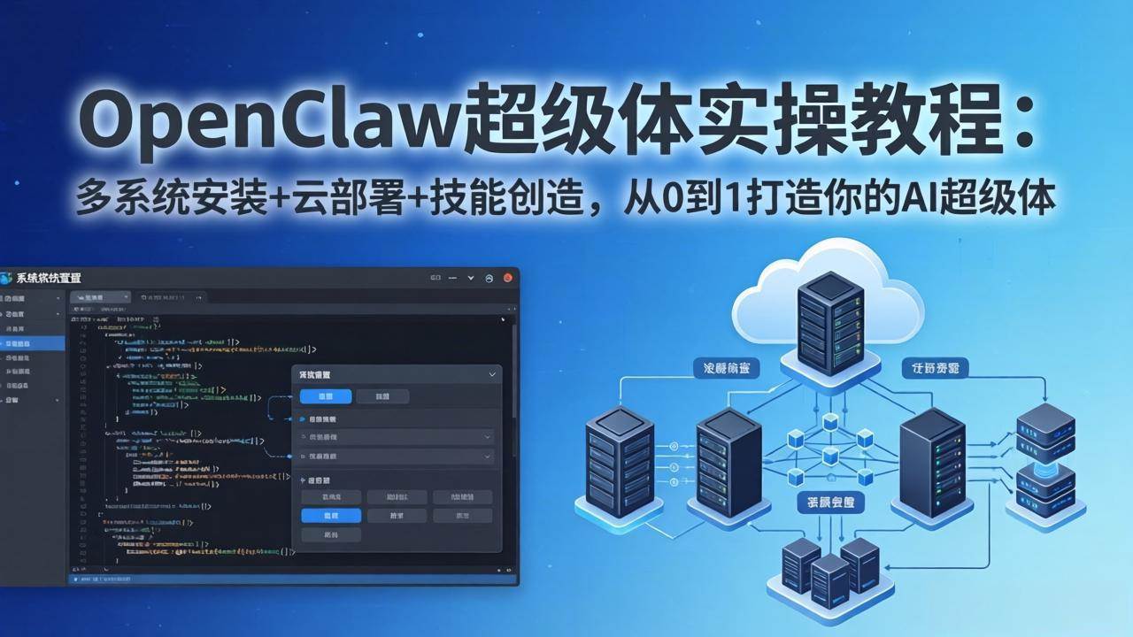 （17603期）OpenClaw-小龙虾 超级体实操教程：多系统安装+云部署+技能创造，从0到1打造你的AI超级体-吾爱网创