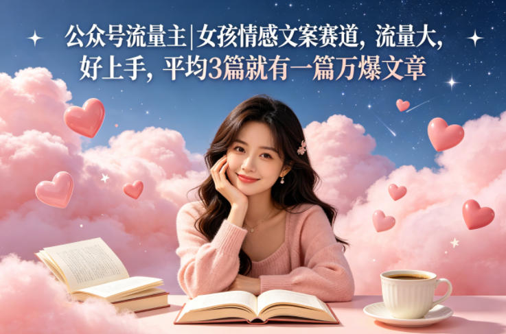 公众号流量主女孩情感文案赛道，流量大，好上手，平均3篇就有一篇万爆文章-吾爱网创