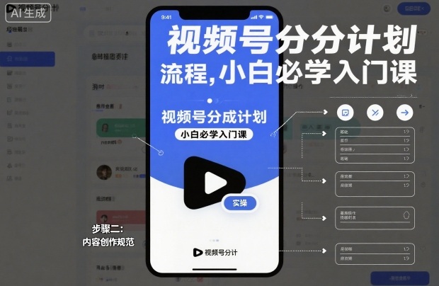 视频号分成计划实操流程，小白必学入门课-吾爱网创