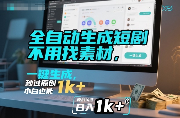 全自动生成短剧，不用找素材，不用剪辑，一键生成，秒过原创，小白也能轻松日入1k+【揭秘】-吾爱网创