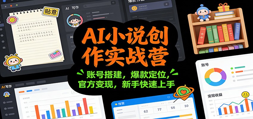 AI小说创作实战营：账号搭建，爆款定位，官方变现，新手快速上手-吾爱网创