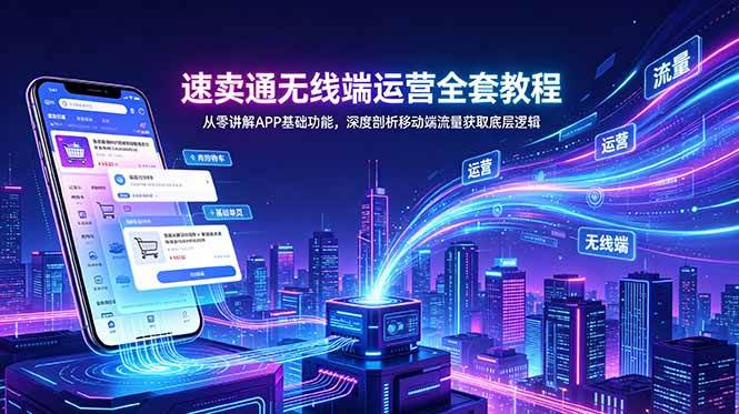 (18904期)速卖通无线端运营全套教程,从零讲解APP基础功能,深度剖析移动端流量获取底层逻辑-吾爱网创