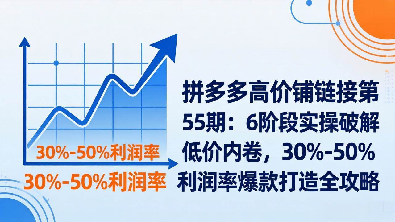 （17698期）拼多多高价铺链接第55期：6阶段实操破解低价内卷，30%-50%利润率爆款打造全攻略-吾爱网创