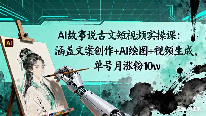 （16369期）AI故事说古文短视频实操课：涵盖文案创作+AI绘图+视频生成，单号月涨粉10w-吾爱网创