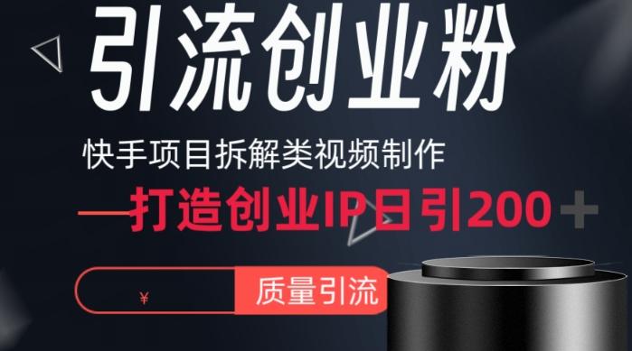 快手项目拆解类视频详细制作流程打造个人IP，单日引流200+高质量创业粉【揭秘】-吾爱网创