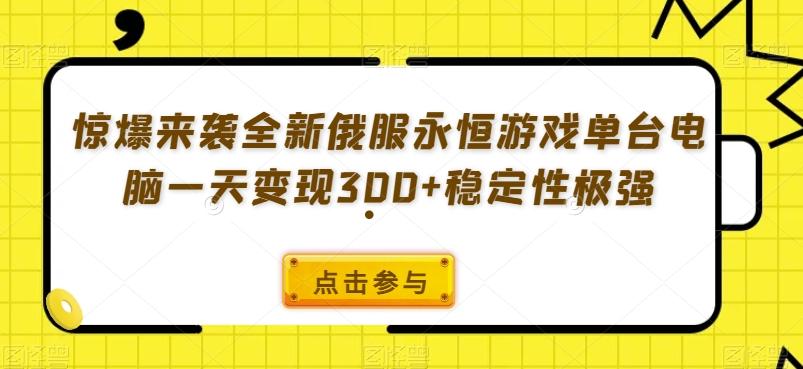 惊爆来袭全新俄服永恒游戏单台电脑一天变现300+稳定性极强-吾爱网创