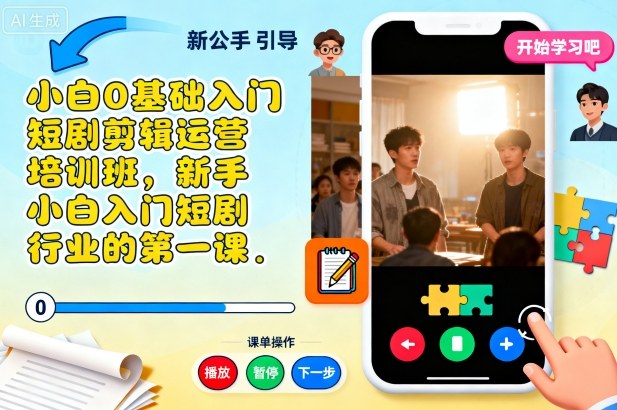 小白0基础入门短剧剪辑运营培训班，新手小白入门短剧行业的第一课-吾爱网创