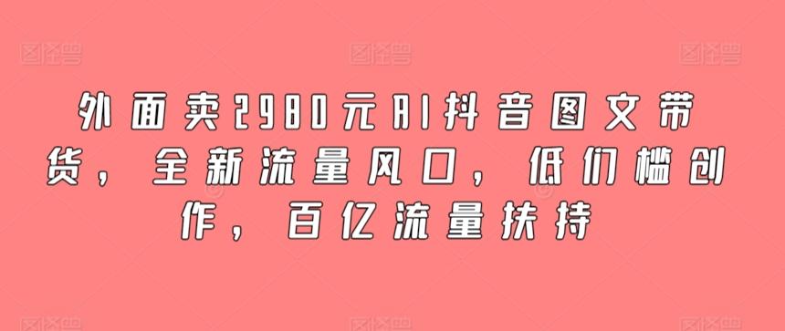 外面卖2980元AI抖音图文带货,全新流量风口,低们槛创作,百亿流量扶持