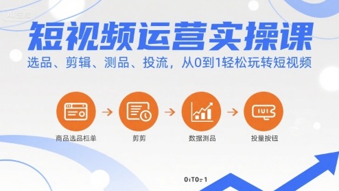 短视频运营实操课,选品、剪辑、测品、投流,从0到1轻松玩转短视频-吾爱网创