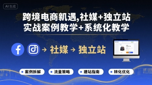 跨境电商新机遇，社媒+独立站，实战案例教学+系统化教学-吾爱网创