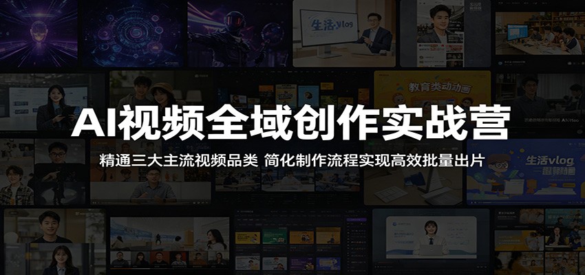 AI视频全域创作实战营:精通三大主流视频品类,简化制作流程实现高效批量出片-吾爱网创